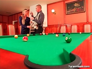 Couple plays pool and gets frisky for fun