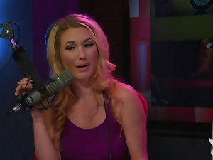 Cute girls at the microphone show off their tits