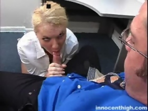 Foreign Exchange student Leah Jaye sucking the deans cock