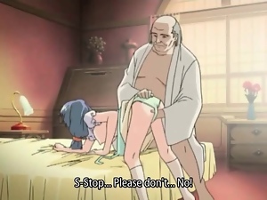 Old man fucks his cute teen hentai maid