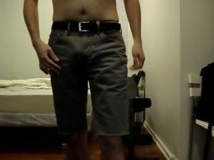 Strip In Denim Shorts And Cum