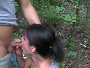 Sexy russian brunette fucked in the forest