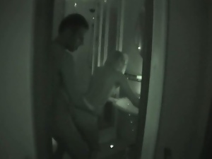 Boyfriend fucks her gf in toilet at night