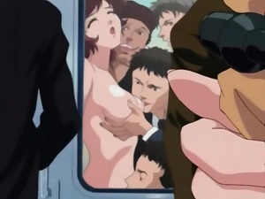 Anime girl on a train gets her pussy licked