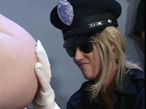 Lesbo Agent examining the Holes of the Prisoner