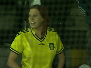 Brondby soccer fan flashes sensual knockers in public