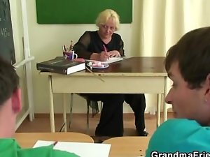 Experienced teacher is banged by two alluring fellows