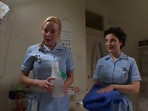 Two English Nurses Soap Up And Screw A Happy Chap