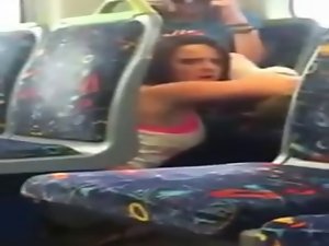 Young lady busted on phone cam eating her friend out on the train