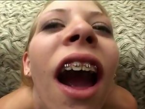 Seductive teen bitch born for a dick sucking and swallowing cum