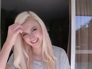 Enjoyable honey with tempting blonde hair in her first porn video ever