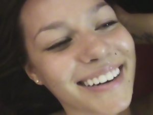 Awesome smile with cum all over her face