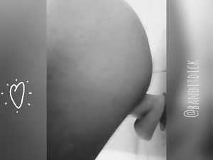 Amazing ass on big dildo in bathroom
