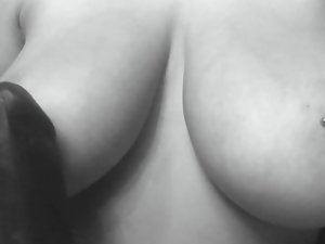 Sexy milf providing huge black fake penis bap job with huge tits