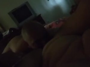 Seductive indian cunt groaning while getting head by a bald dude