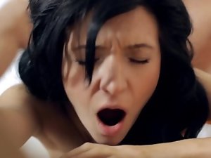 Beauty with black hair fucked sensually in her teen pussy
