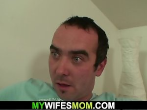 Horny wifes old mom seduces him
